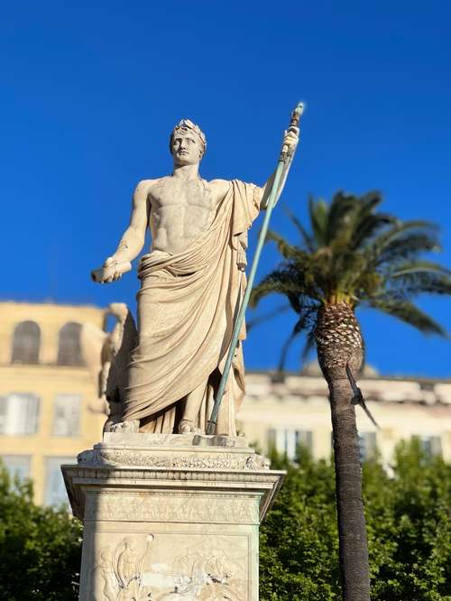 Statue of Napoléon Bonaparte dressed as a Roman Emperor on Place Saint-Nicolas in Bastia